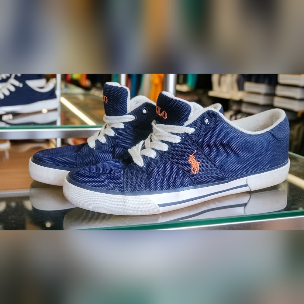 Polo by Ralph Lauren Men's Blue and White Sneakers